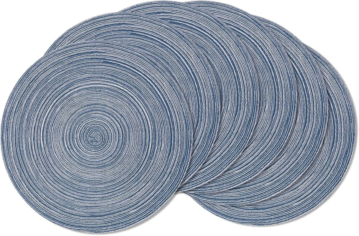 AHHFSMEI Round Braided Placemats Set of 6 Round Table Mats for Dining Tables Natural Woven Heat