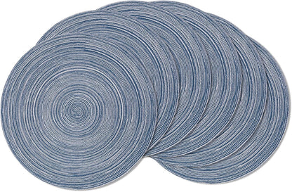 AHHFSMEI Round Braided Placemats Set of 6 Round Table Mats for Dining Tables Natural Woven Heat