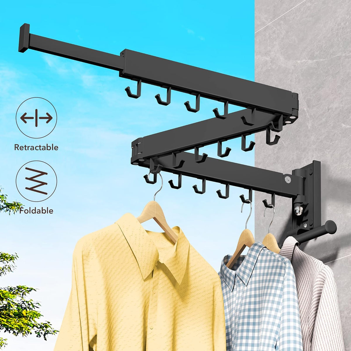 Wall Mounted Clothes Hanger,Clothes Drying Rack,Laundry Drying Rack,Drying Rack Clothing,Laundry