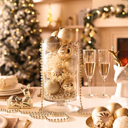 Valery Madelyn Christmas Ornaments Set, 30ct 2 Inches White and Gold Shatterproof Christmas Tree