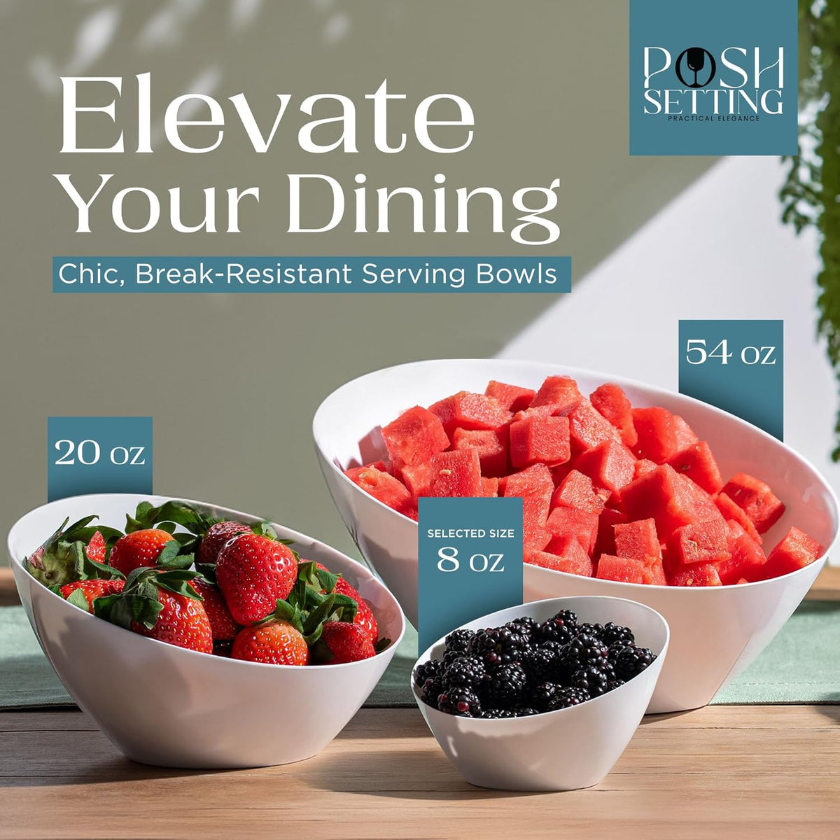 Posh Setting - White Plastic Serving Bowls for Party Angled Bowls Disposable Chip Bowls Candy Bowls