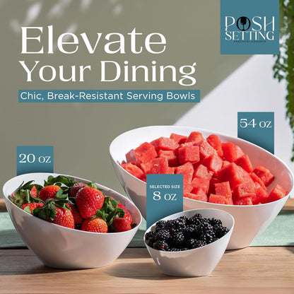Posh Setting - White Plastic Serving Bowls for Party Angled Bowls Disposable Chip Bowls Candy Bowls