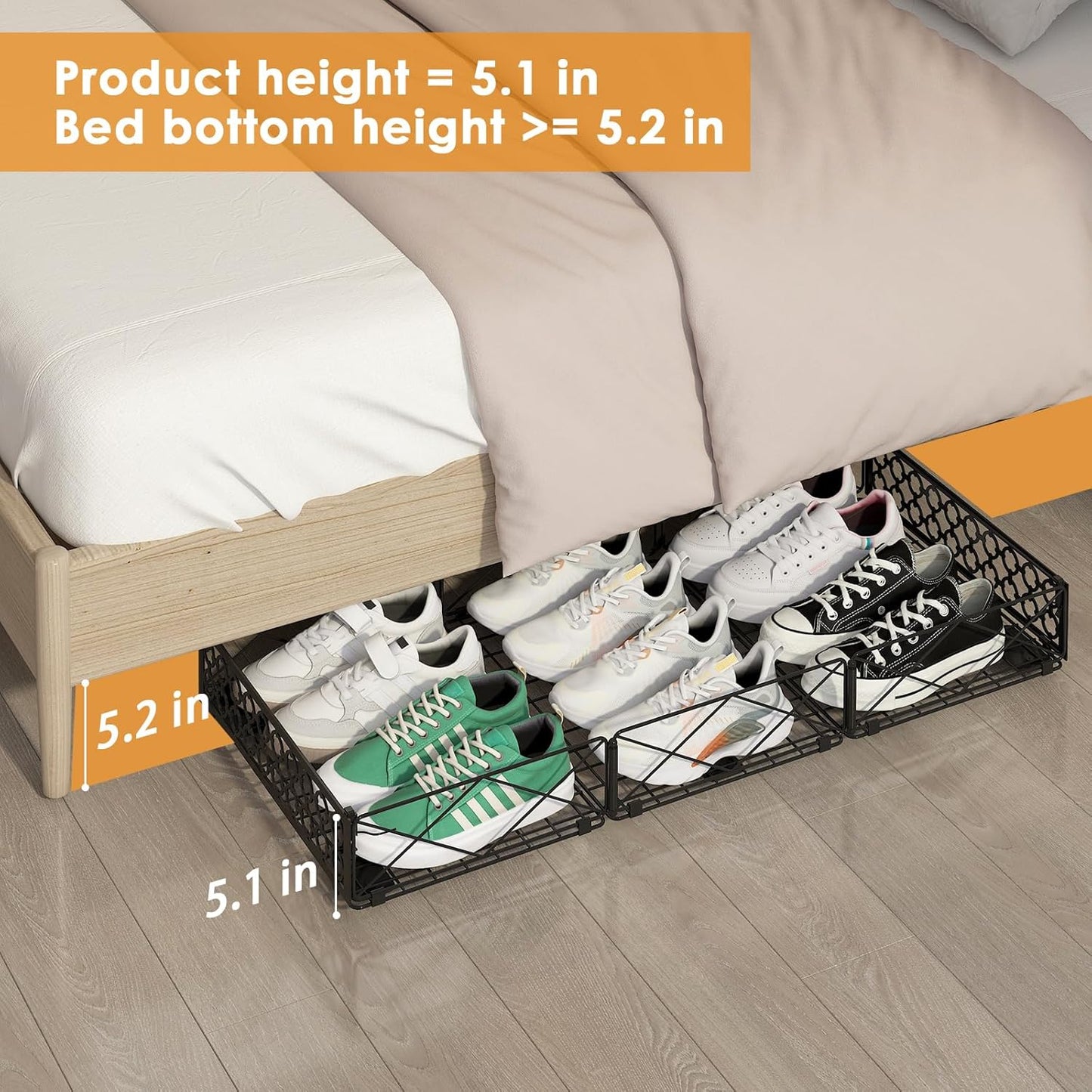 NADAMOO Large Under Bed Storage with Wheels, Low Profile Rolling Under Bed Storage