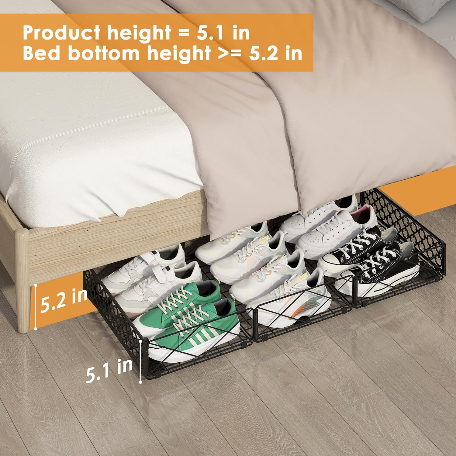 NADAMOO Large Under Bed Storage with Wheels, Low Profile Rolling Under Bed Storage