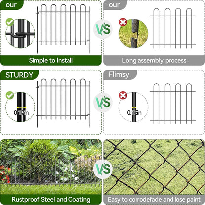 26 Panels Decorative Garden Fence, 37ft X 20in Rustproof Metal Animal Barrier Fence, No Dig Fence
