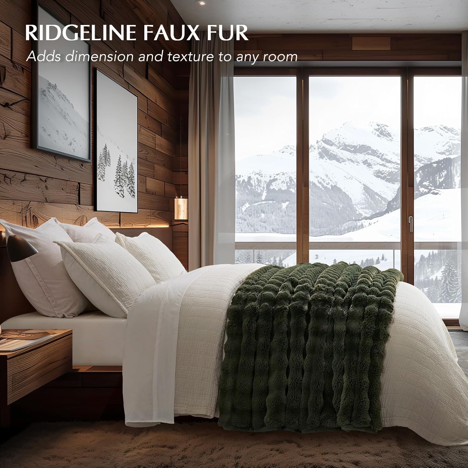 EVERGRACE Ultra Soft Luxury Fluffy Ridgeline Faux Rabbit Fur Throw Blanket, Thick Warm Bubble Throw