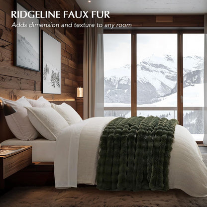 EVERGRACE Ultra Soft Luxury Fluffy Ridgeline Faux Rabbit Fur Throw Blanket, Thick Warm Bubble Throw