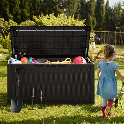Greesum 100 Gallon Resin Deck Box Large Outdoor Storage with Cushions for Patio Furniture, Garden