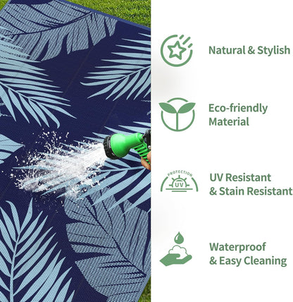 GENIMO Outdoor Rug 9' x 12' Waterproof for Patios Clearance, Reversible Outdoor Plastic Straw