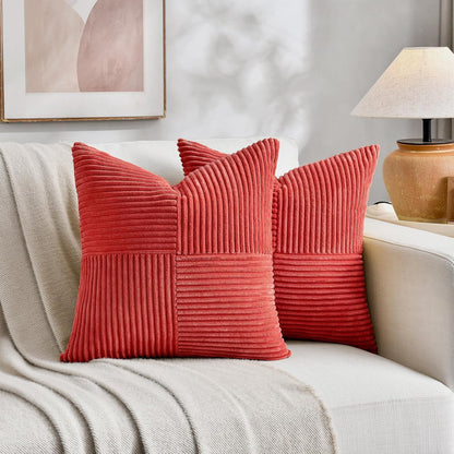 Fancy Homi 2 Packs Red Euro Decorative Throw Pillow Covers 26x26 Inch for Couch Bed Sofa, Holiday