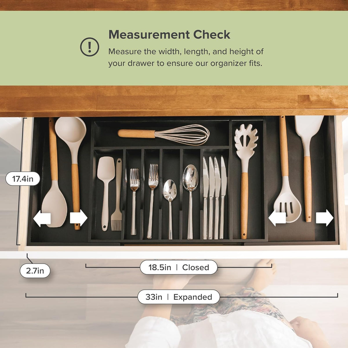Premium Silverware, Flatware and Utensil Organizer for Kitchen Drawers, Food-Safe Contract Grade