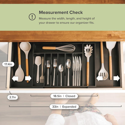 Premium Silverware, Flatware and Utensil Organizer for Kitchen Drawers, Food-Safe Contract Grade