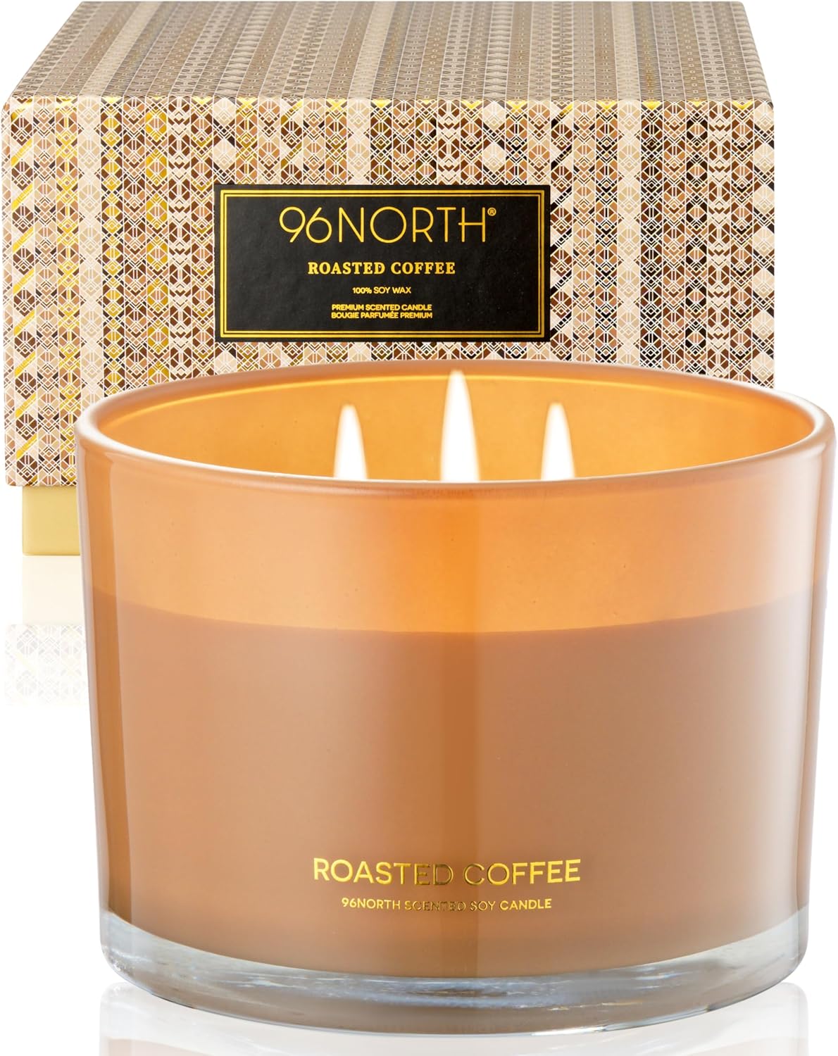 96NORTH Luxury Coffee Soy Candle | Large 3 Wick Jar Candle | Up to 40 Hours Burning Time | 100%