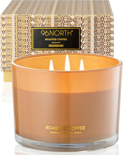 96NORTH Luxury Coffee Soy Candle | Large 3 Wick Jar Candle | Up to 40 Hours Burning Time | 100%