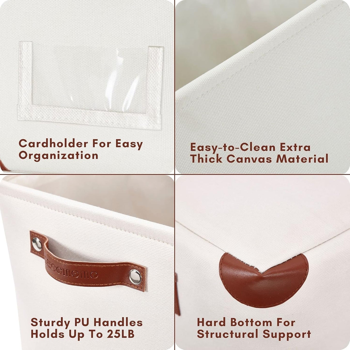 DECOMOMO White Storage Bins Fabric Storage Baskets for Shelves & Linen Closet Organization (Creamy