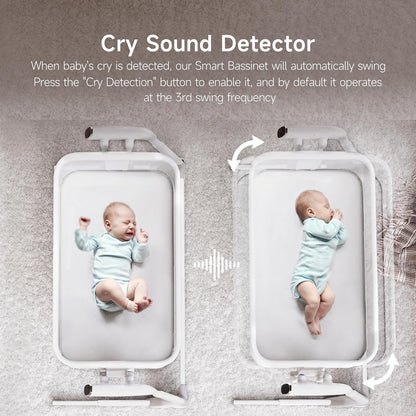 Maydolly Baby Bassinet, Smart Crib, Automatic Cry Detection and Response, Rocking Bassinet for