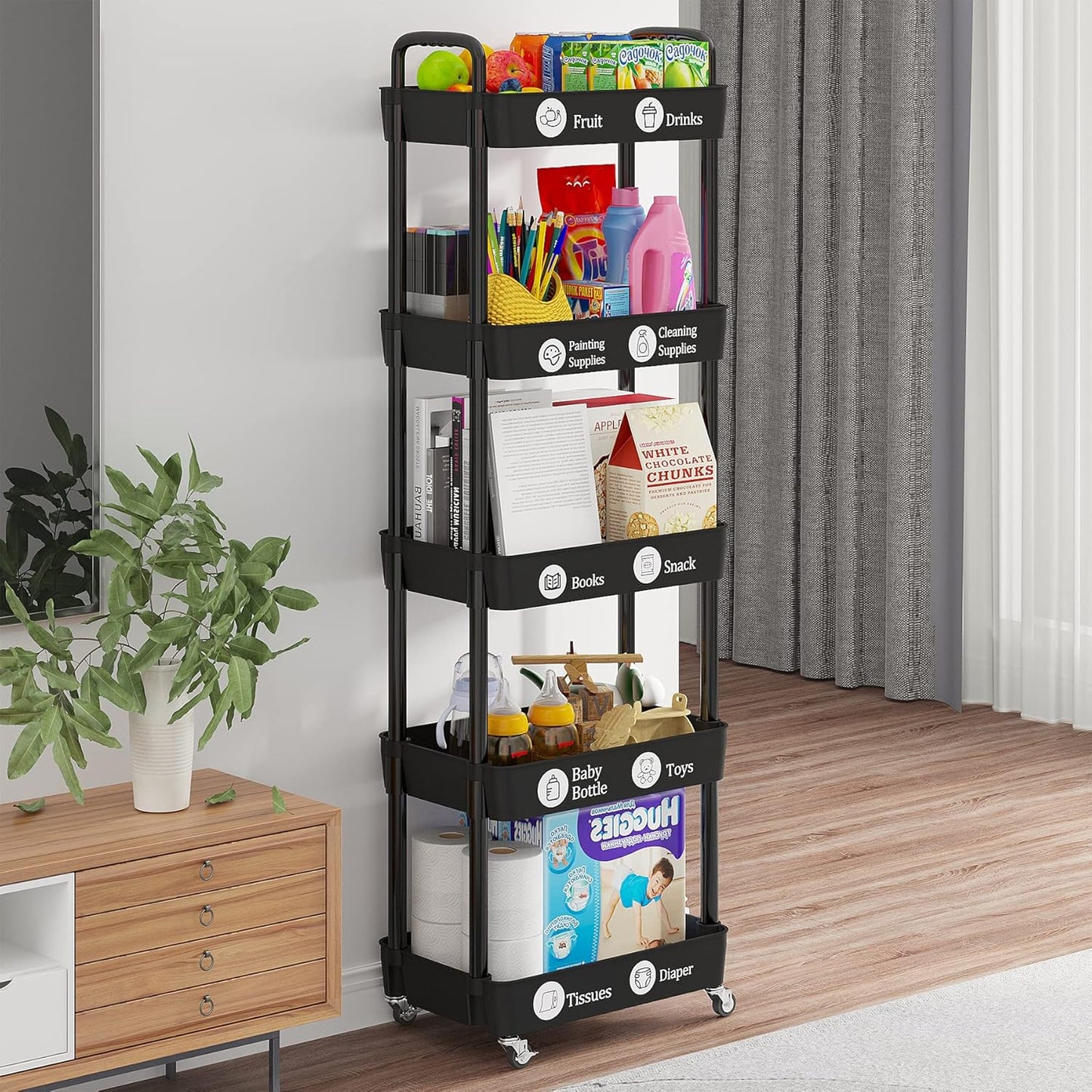 Laiensia Storage Cart,Multifunction Utility Rolling Cart Kitchen Storage Organizer,Mobile Shelving