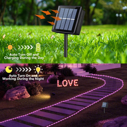 YEGUO Pink Solar Rope Lights Outdoor Waterproof, 2 Packs Each 33ft 100 LED String Lights for