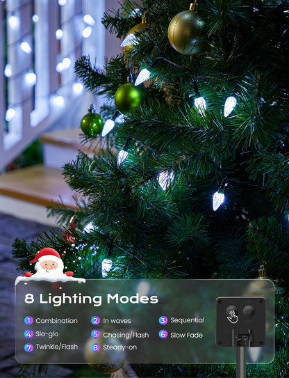 Brightown Solar Operated C6 Strawberry String Lights, 39ft 100 LEDs White LED Christmas Fairy