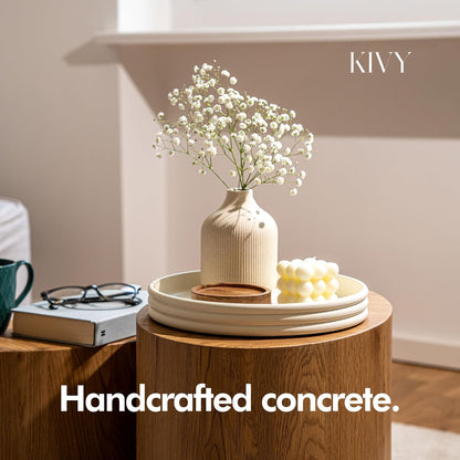 KIVY Round Decorative Concrete Tray 11x1,5 Inch - Modern Circle Coffee Table Tray - Home Decor Flat