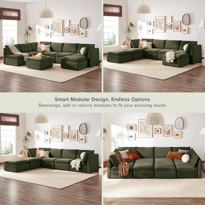 mopio Oversized Modular Sectional Sofa with Fully Removable Covers and Storage, Convertible U