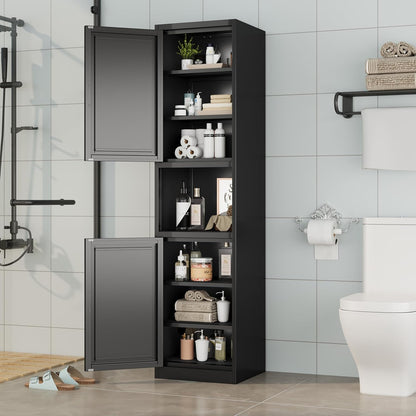 Tall Narrow Storage Cabinet 66.93" H Tall Bathroom Cabinet Metal Pantry Cabinets, 4 Adjustable