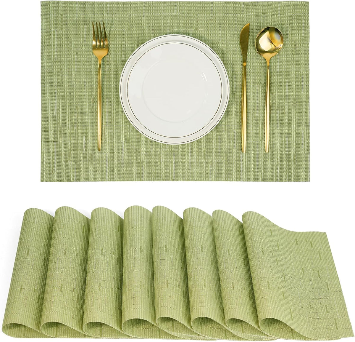 Placemats Set of 8，Non-Slip PVC Weave Table Mats Easy to Clean，Heat Resistant Place Mats for
