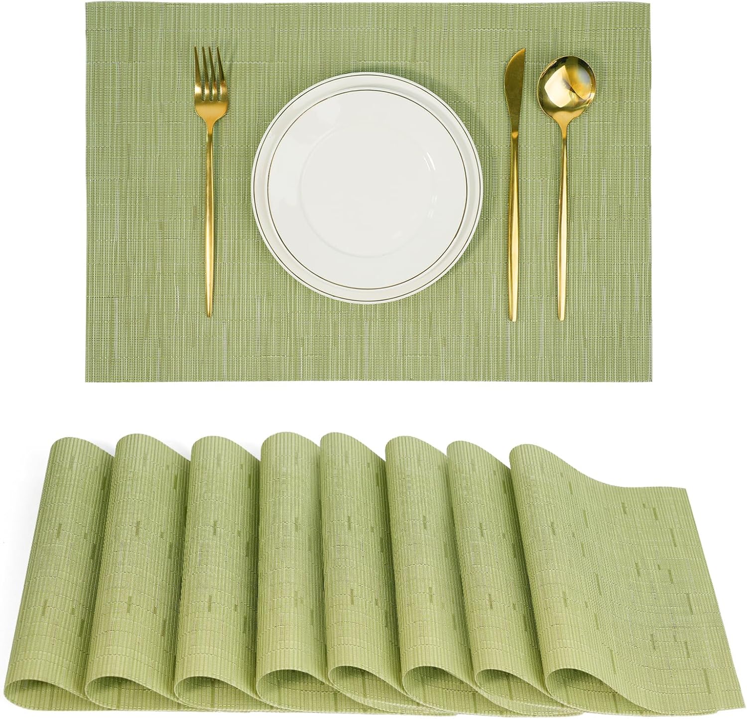 Placemats Set of 8，Non-Slip PVC Weave Table Mats Easy to Clean，Heat Resistant Place Mats for