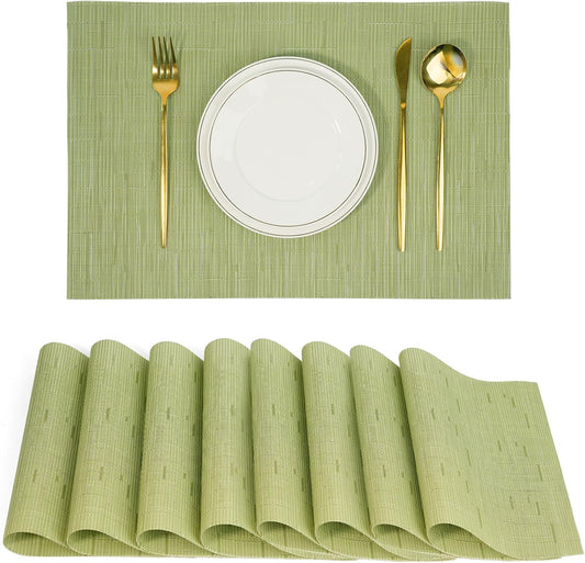 Placemats Set of 8，Non-Slip PVC Weave Table Mats Easy to Clean，Heat Resistant Place Mats for