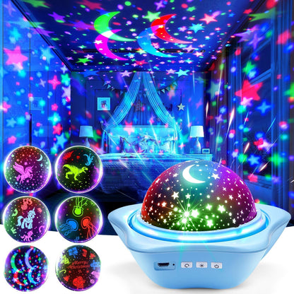 One Fire Night Light for Kids Gifts, 6 Films+78 Lighting Modes Ceiling Star Projector, Rechargeable