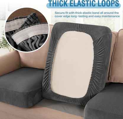 H.VERSAILTEX Velvet Stretch Couch Cushion Cover Plush Cushion Slipcover for Chair Loveseat Sofa