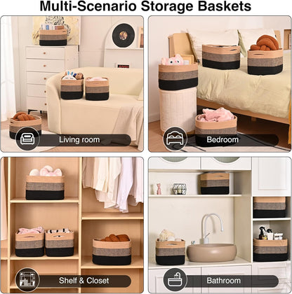 Storage Baskets for Shelves Organizing, Woven Cotton Rope Baskets for Storage, Book Basket, Towel