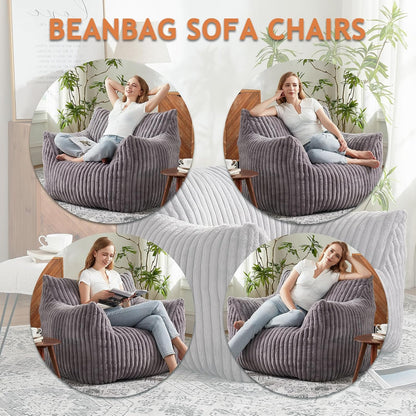 Giant Bean Bag Chairs for Adults with Filling Plush Fluffy Bean Bag Chairs for Teens with Armrests