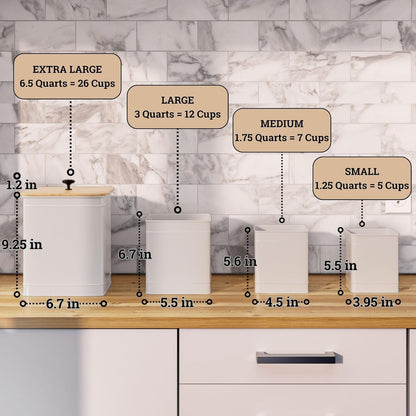 Kitchen Canisters for Countertop Set of 4 with Customizable Chalkboard Labels & Marker Pen - Big