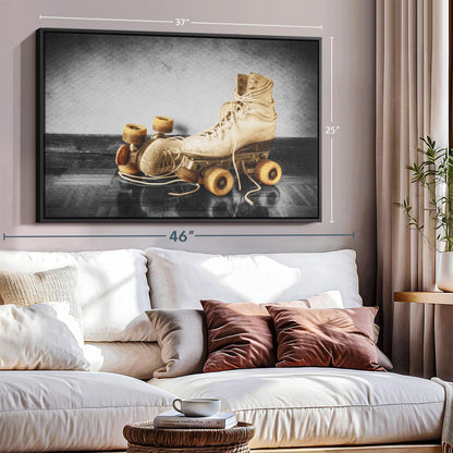 ElephantStock Vintage Skates Pop Wall Art - Horizontal Framed Canvas - 1-Piece Living Room Wall