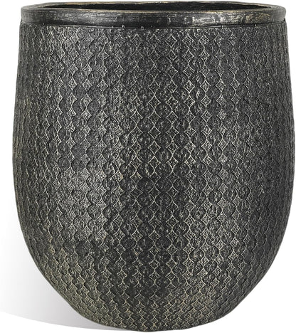 Worth Garden 12" Dia x 15" H Round Planter – Lightweight Magnesium Oxide Cement Plant Pot with