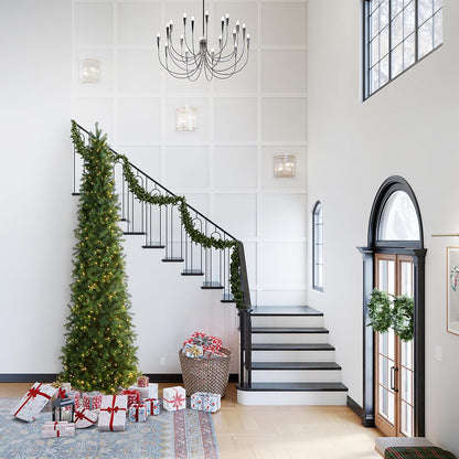 National Tree Company Pre-lit 'Feel Real' Artificial Giant Slim Downswept Christmas Tree, Green