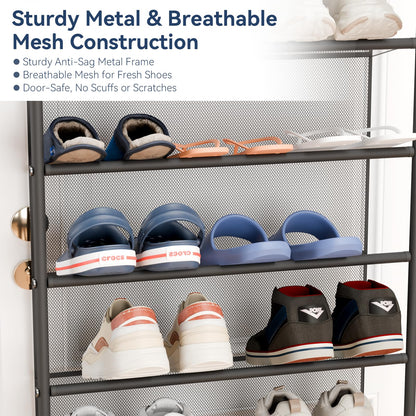 Whitmor 36 Pair Over the Door Shoe Organizer, 12 Tier Hanging Shoe Organizer, Heavy Duty Metal &