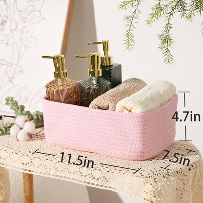 Small Storage Baskets for Organizing | Closet Organizer Bins | Shelf Toy Basket | Woven Rope