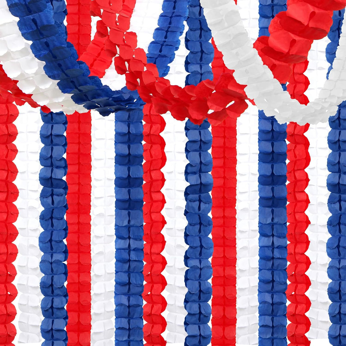 Fourth-4th of July Memorial-Day Party-Decorations - 157FT Red White Blue Patriotic Streamers
