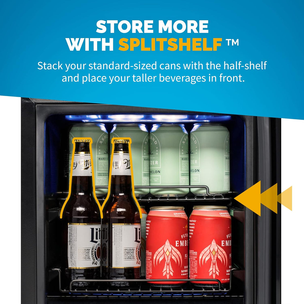Newair 15" Wine and Beverage Refrigerator 9 Bottle and 48 Can Capacity, Beverage Cooler in