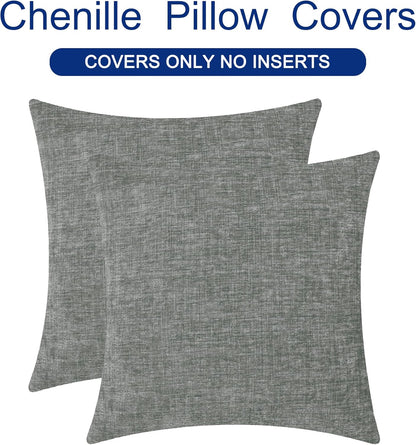 CaliTime Throw Pillow Covers Decorative 26 X 26 Inches Pack of 2 Cozy Chenille Cushion Cases for