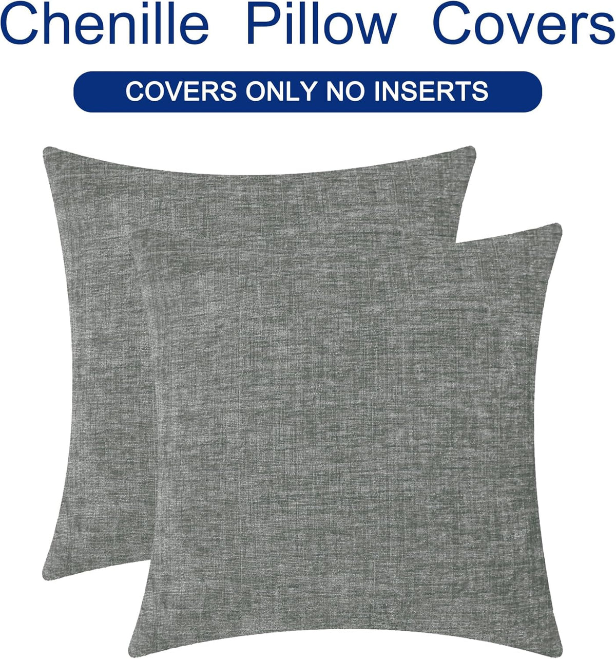 CaliTime Throw Pillow Covers Decorative 18 X 18 Inches Pack of 2 Cozy Chenille Cushion Cases for