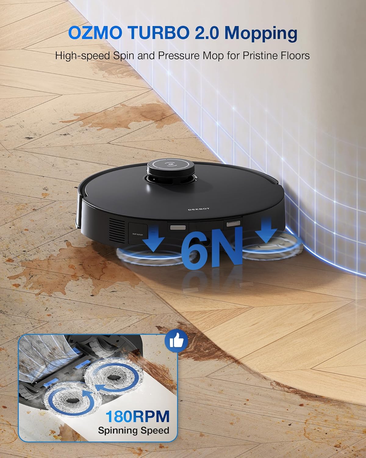 ECOVACS DEEBOT T30S PRO Robot Vacuum and Mop, 11000Pa, TruEdge Adaptive Edge Mopping, ZeroTangle