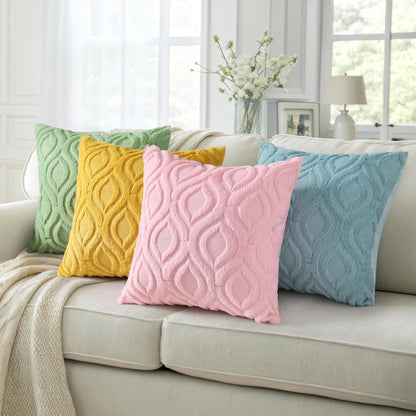decorUhome Fall Throw Pillow Covers 20x20 Inch Set of 2, Soft Plush Decorative Faux Fur Aqua Solid