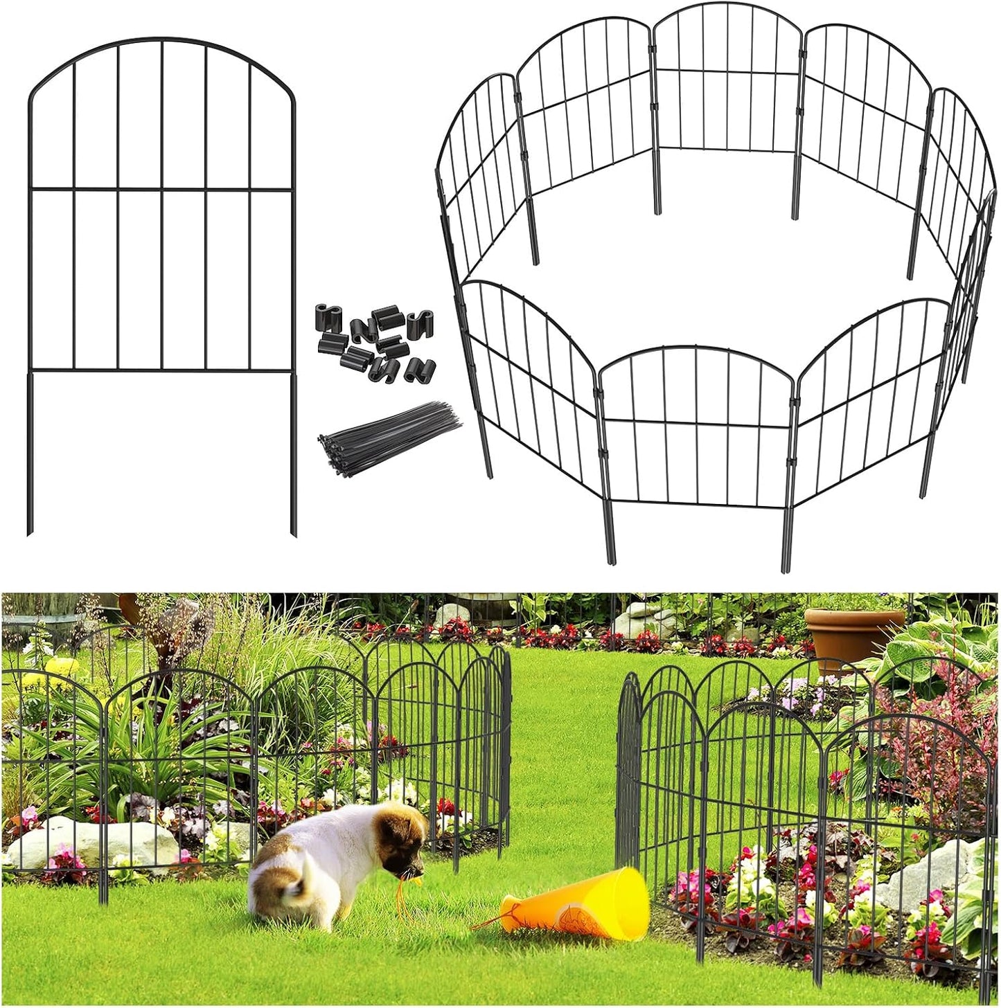 Goovilla Garden Fence, Total 20ft(L) x 24in(H) Garden Fencing Animal Barrier, 19 Pcs Rustproof