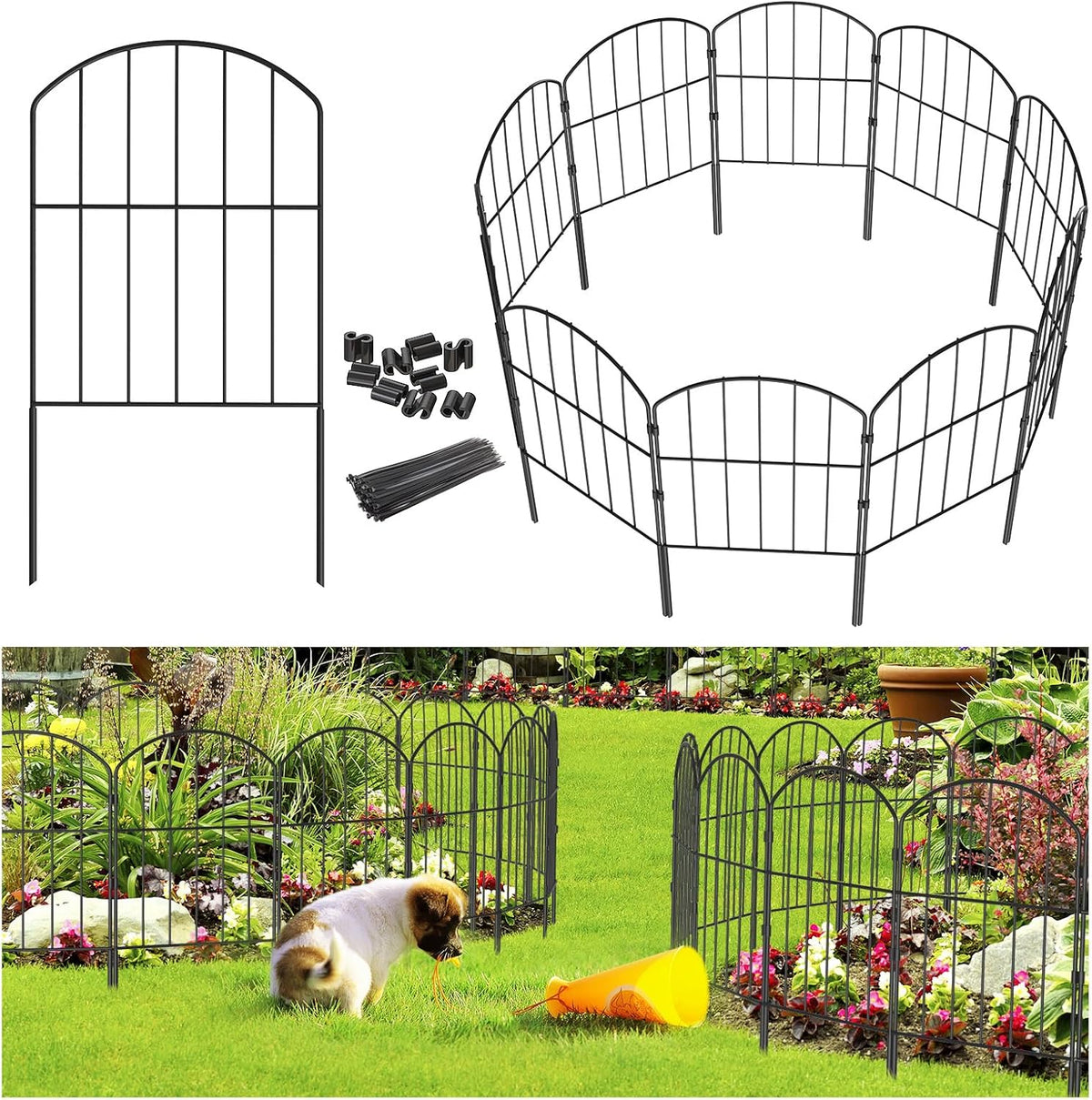 Goovilla Garden Fence, Total 27ft(L) x 24in(H) Garden Fencing Animal Barrier, 25 Pcs Rustproof