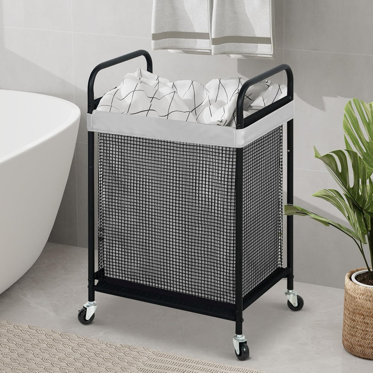 STO STO Laundry Hamper, 90L Rolling Laundry Sorter Cart with Removable and Washable Liner Bag