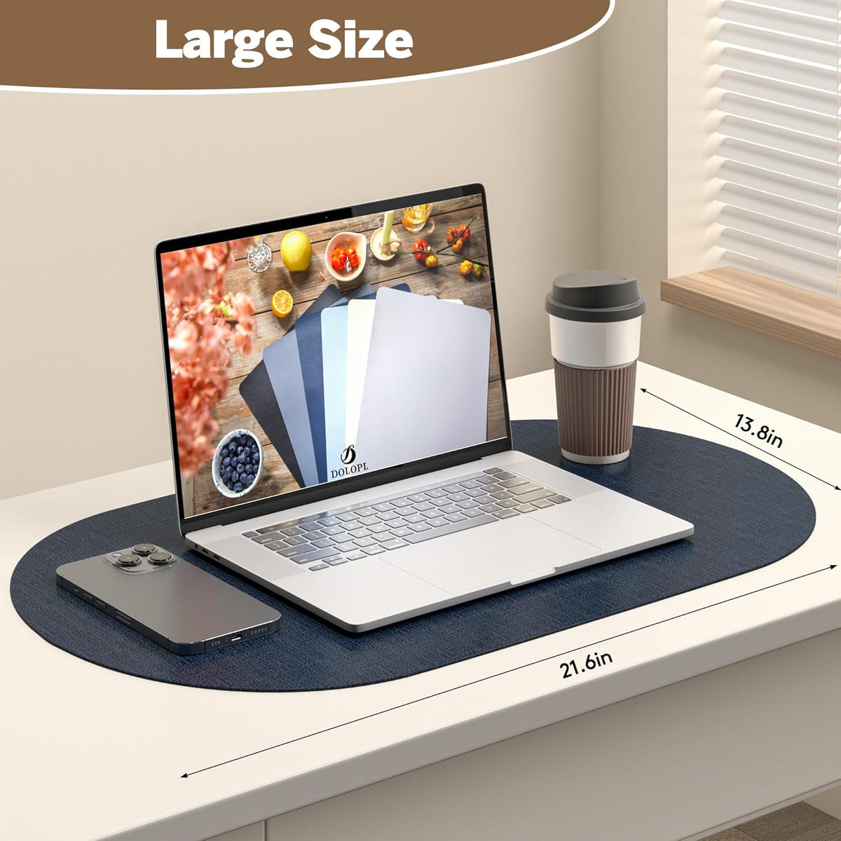 DOLOPL Large Placemats Set of 6, Oval Reversible Wipeable & Non-Slip Place Mats, Modern Faux