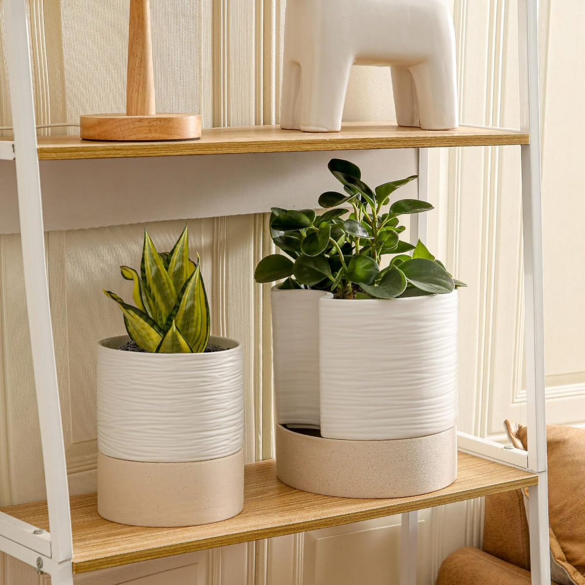 Nihow Self Watering Plant Pot: 8 Inch Ceramic Planter with Drainage Hole & Water Storage Plus for